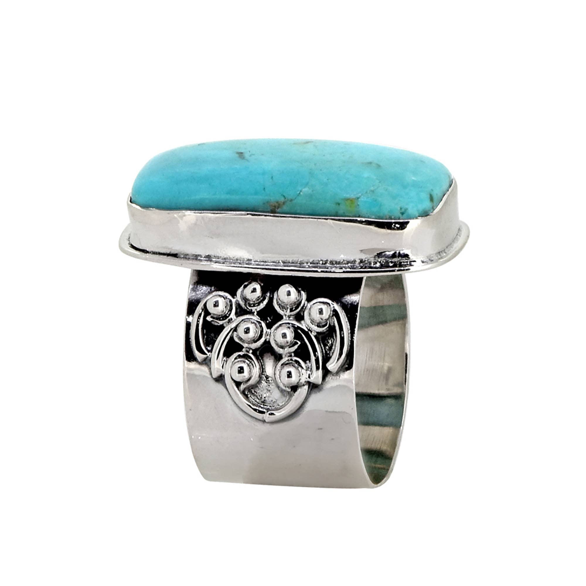 925 Sterling Silver Blue Mohave Turquoise Bohemian Rings: 10