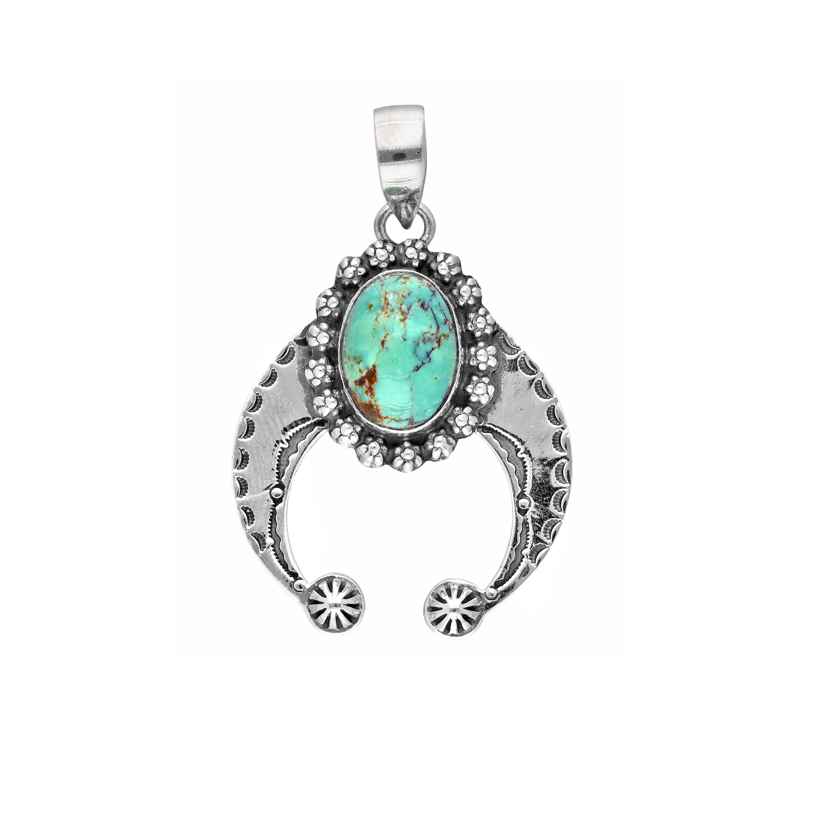 925 Sterling Silver Blue Mohave Turquoise Pendant