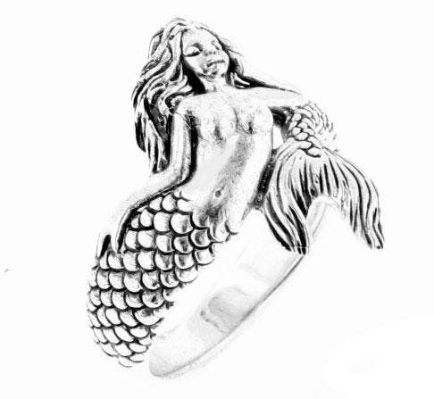 Sterling Silver Wrapped Sea Nymph Mermaid Ring: 8