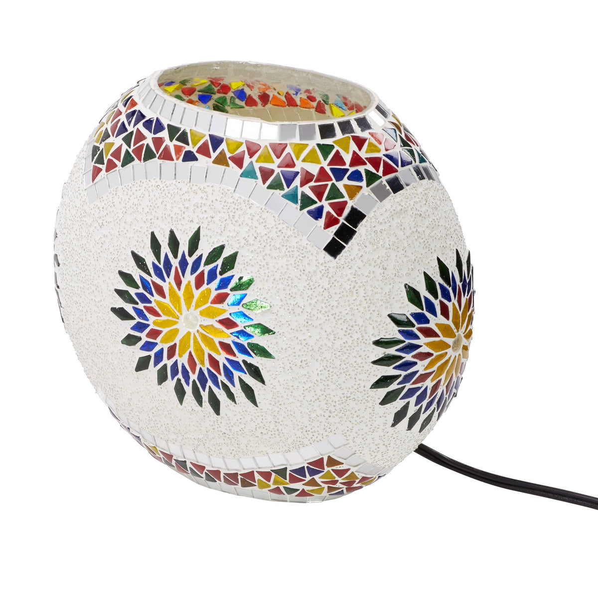 9.5" Geometric Mosaic Glass Oval Globe Accent Lamp