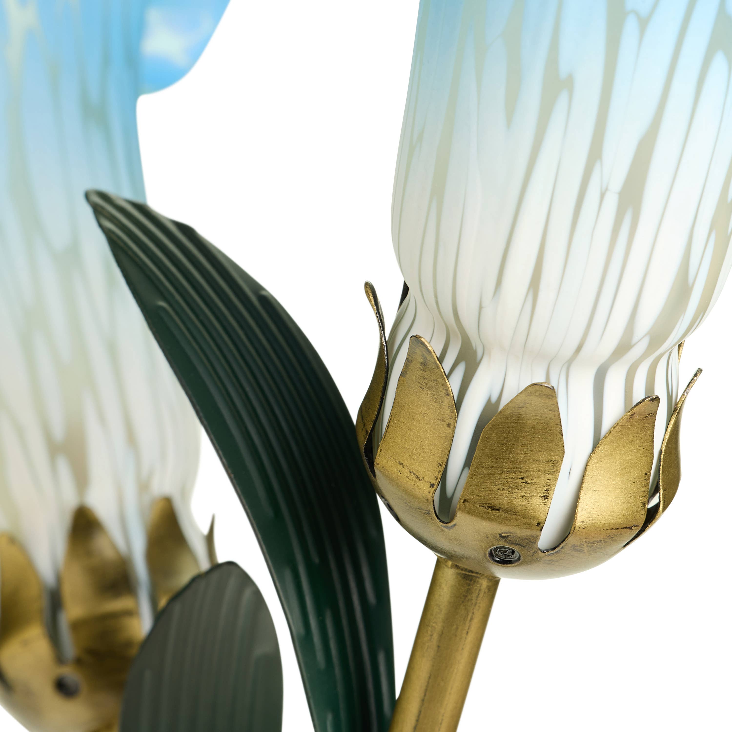 23.5"H Blue 3 Shade Handblown Glass Calla Lily Table Lamp