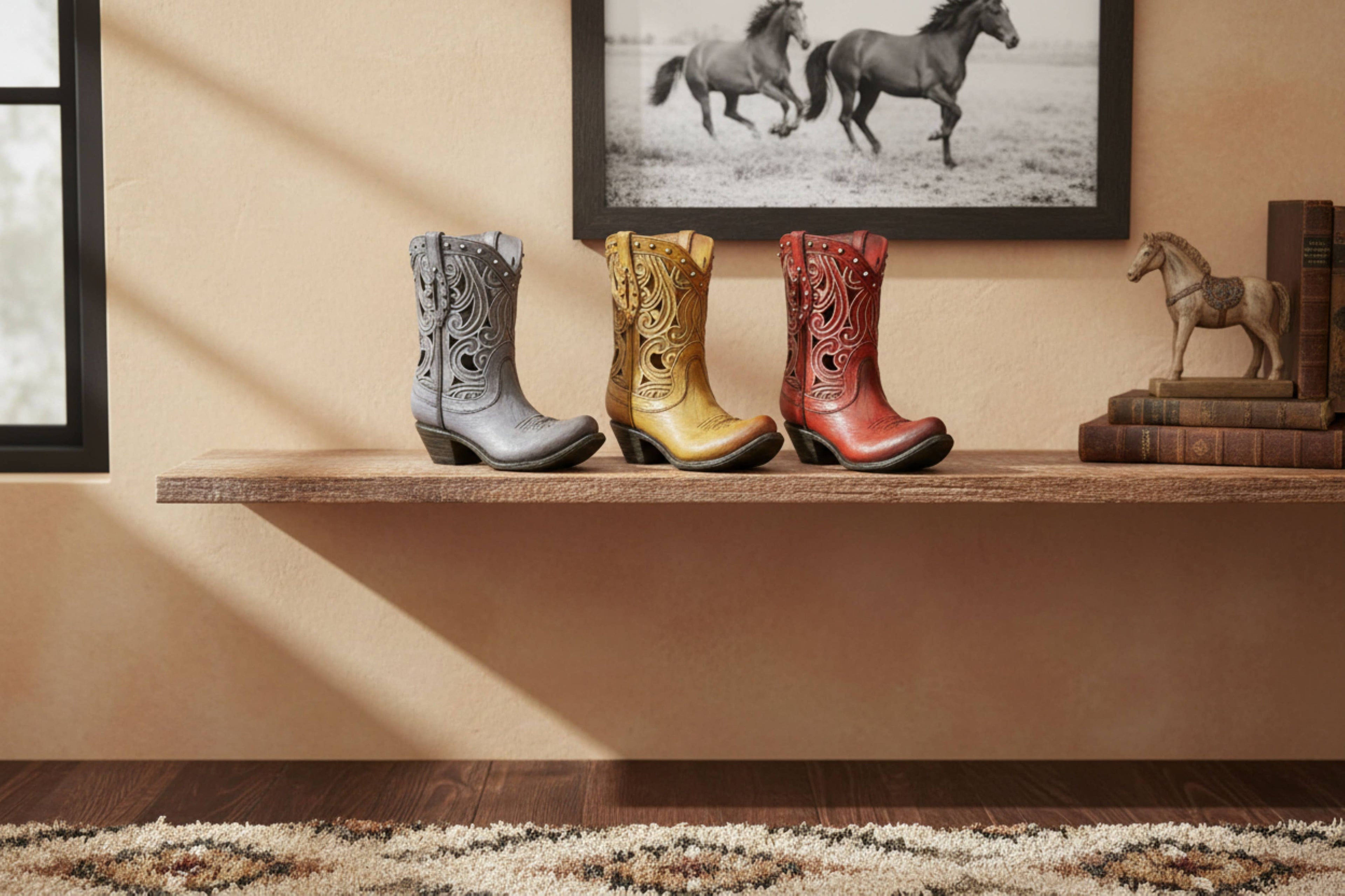 BOOT HOLLOWED SCROLLS 3 ASST / 3PCS SET