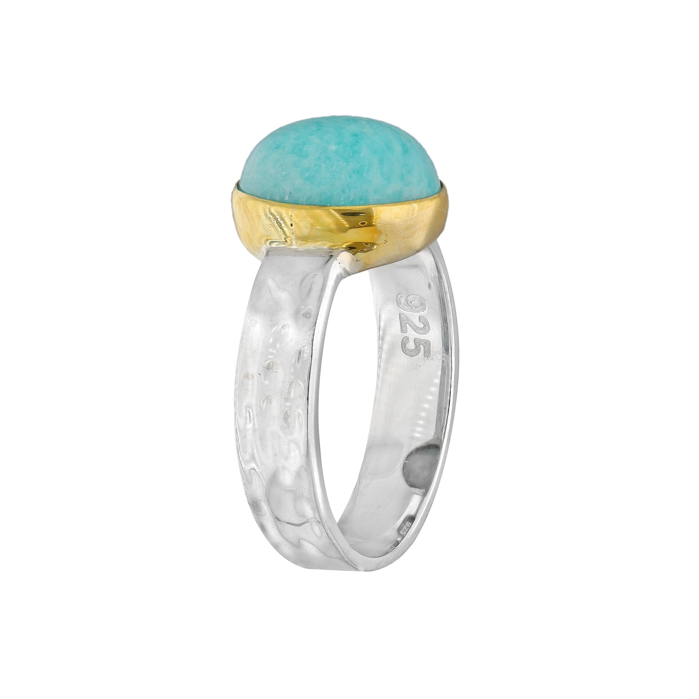 925 Sterling Silver Amazonite Solitaire Ring: 10