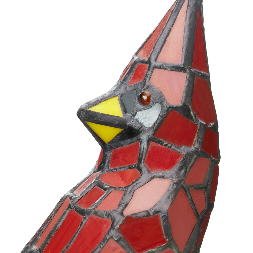 13.5" Skylar Cardinal Red Bird Stained Glass Accent Lamp