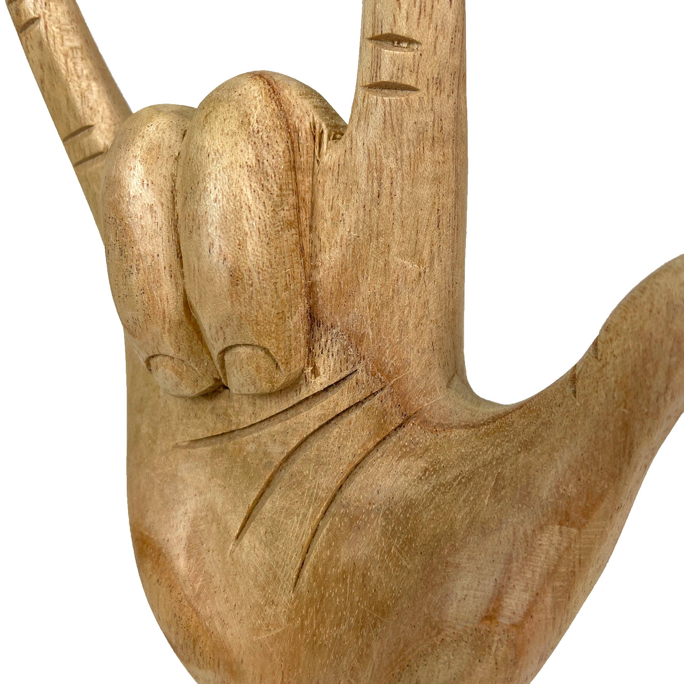 Wooden Sign Language I Love You Hand Gesture Statue 7.75"