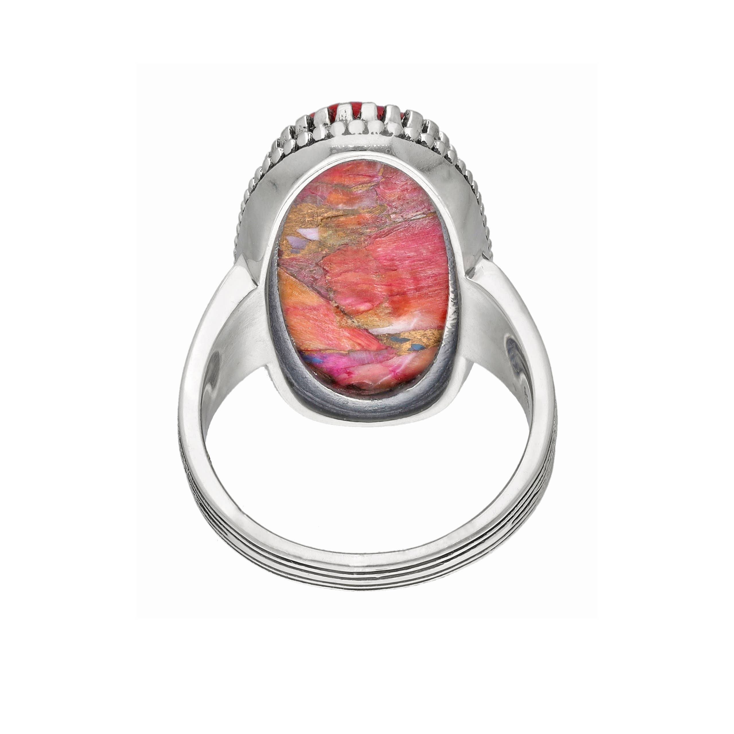 Oyster Copper Turquoise 925 Sterling Silver Statement Rings: 7