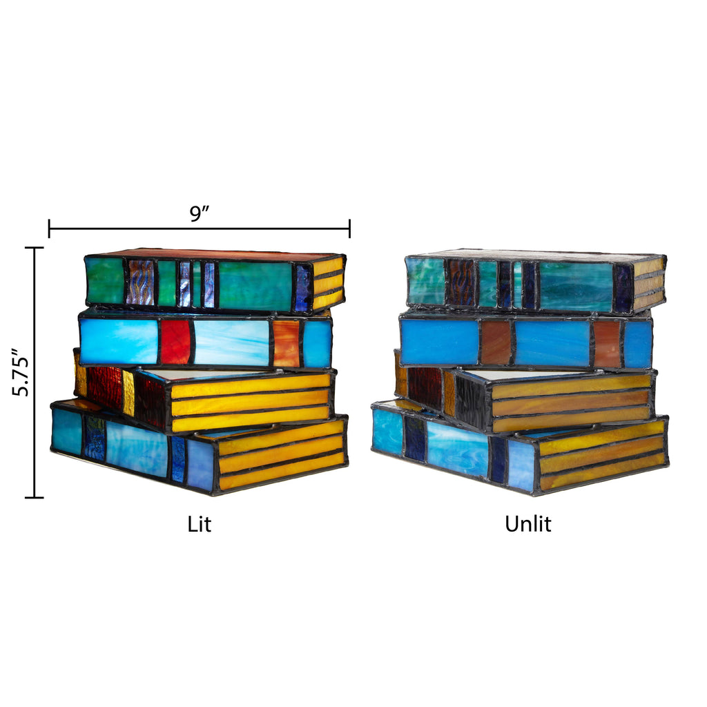 5.75" Stained Glass Stack of Books Whimsical Accent Lamp