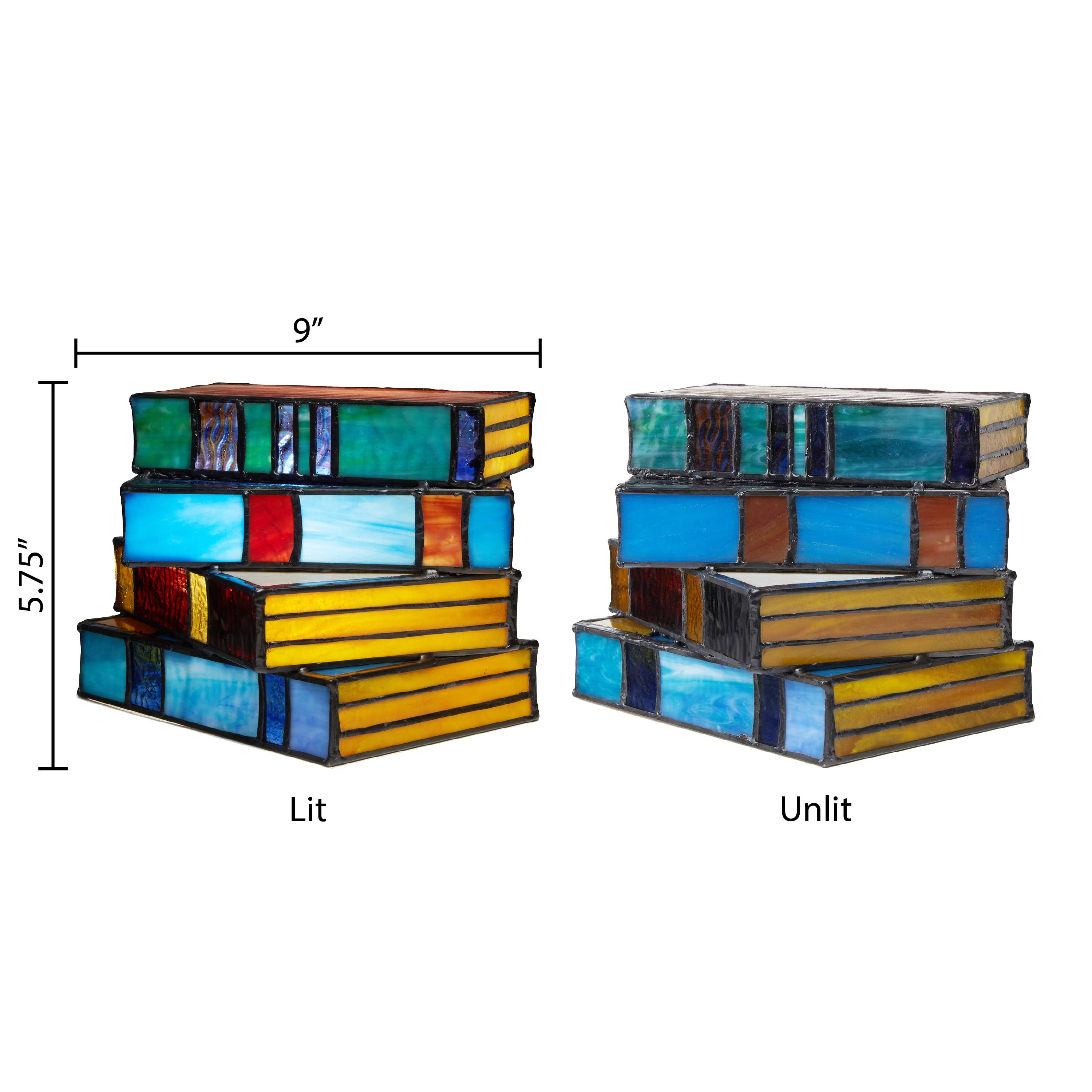 5.75" Stained Glass Stack of Books Whimsical Accent Lamp