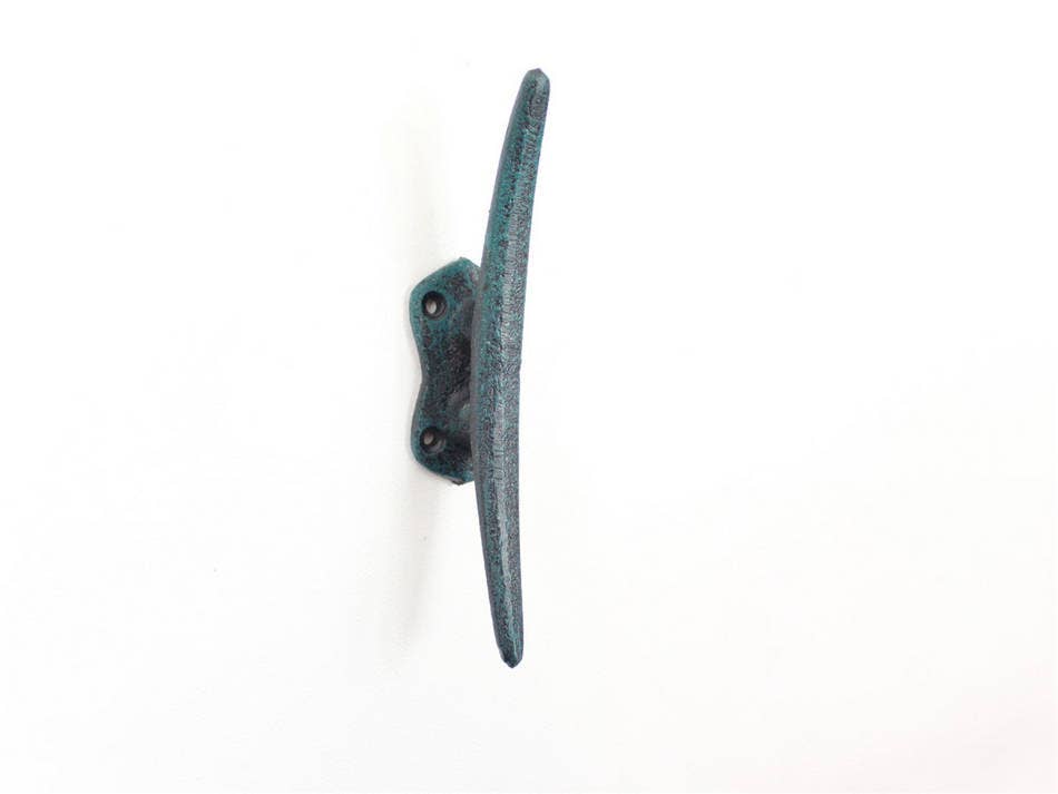 Seaworn Blue Cast Iron Cleat Wall Hook 6"