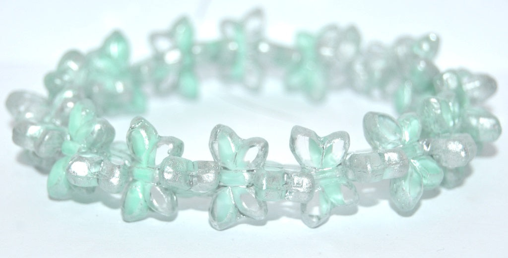 Table Cut Butterfly Beads, Teal 86700 (56218-86700), Glass, Czech Republic
