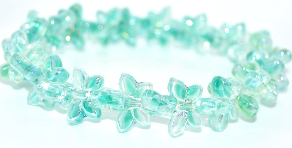 Table Cut Butterfly Beads,Teal Ab 2Xside (56218B-AB-2XSIDE), Glass, Czech Republic