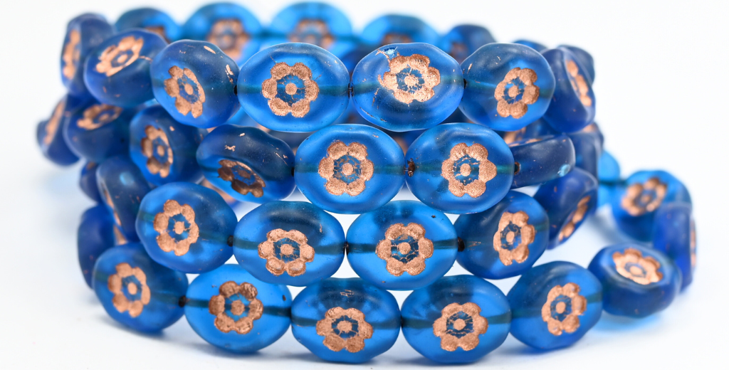OUTLET 10 grams Two Bell Beads, 14 x 11 mm, Transparent Aqua Matte Copper Lined (60080-84100-54200), Glass, Czech Republic