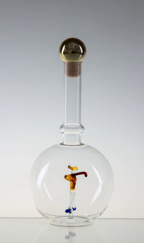 Magic Bottle Golfer Czech Glass